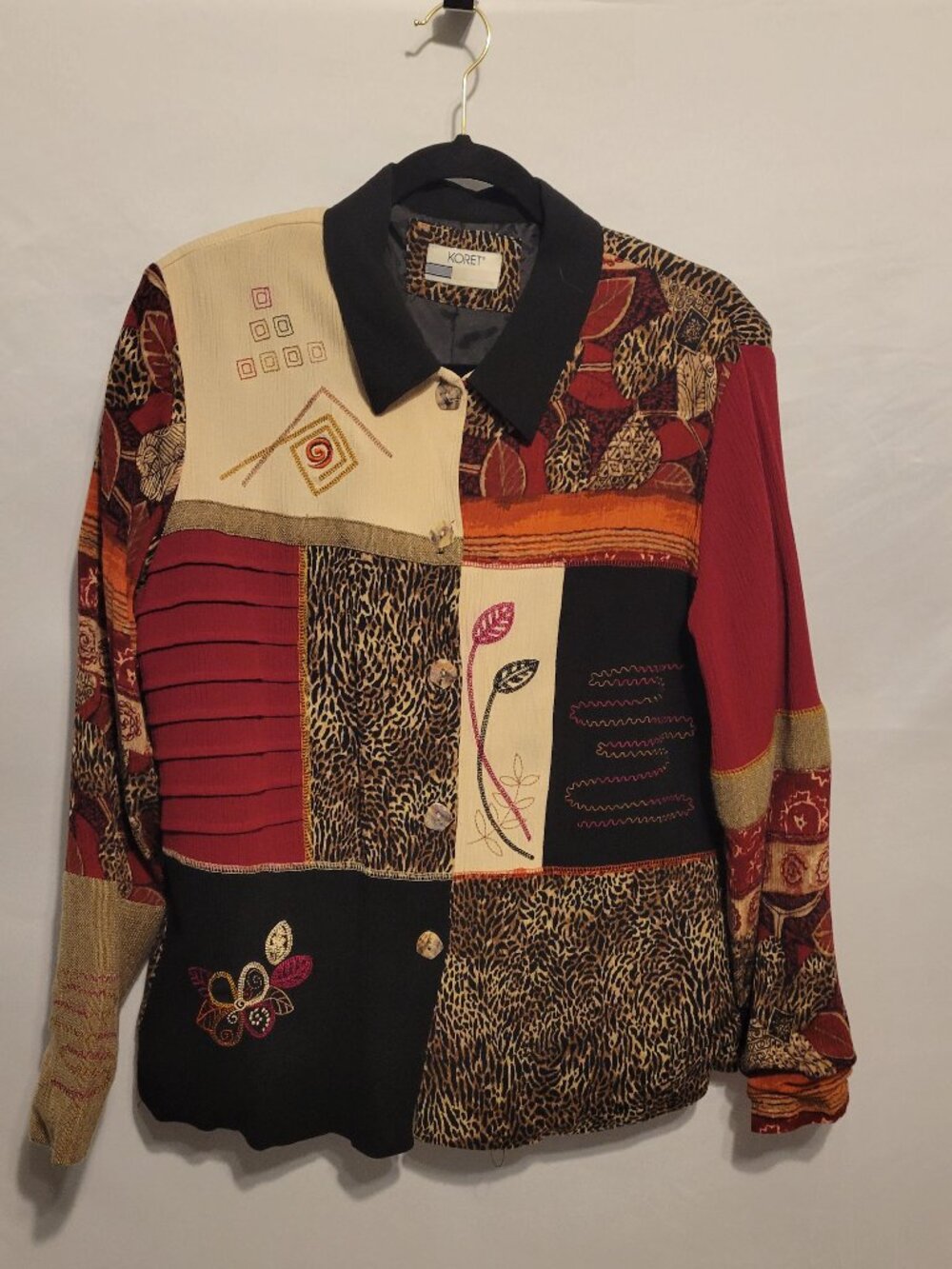 Koret patchwork button-up top size medium